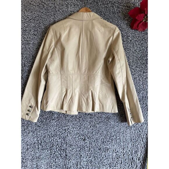 Danier Women's Ivory Leather Jacket Size L Mid-Length Casual - Picture 2 of 9